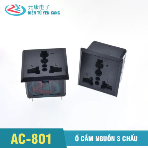Chân Cắm Ổ Điện 3 chấu AC-801 13A/250VAC