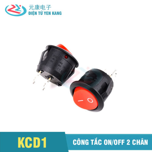 Công tắc bập bênh KCD1 105 6A/250V hình tròn loại to 2 chân 2 chế độ màu đỏ