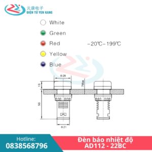 Thông số đèn báo nhiệt độ AD112-22BC
