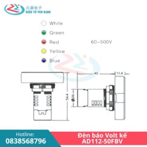 Thông số đèn báo Volt kế AD112-50FBV